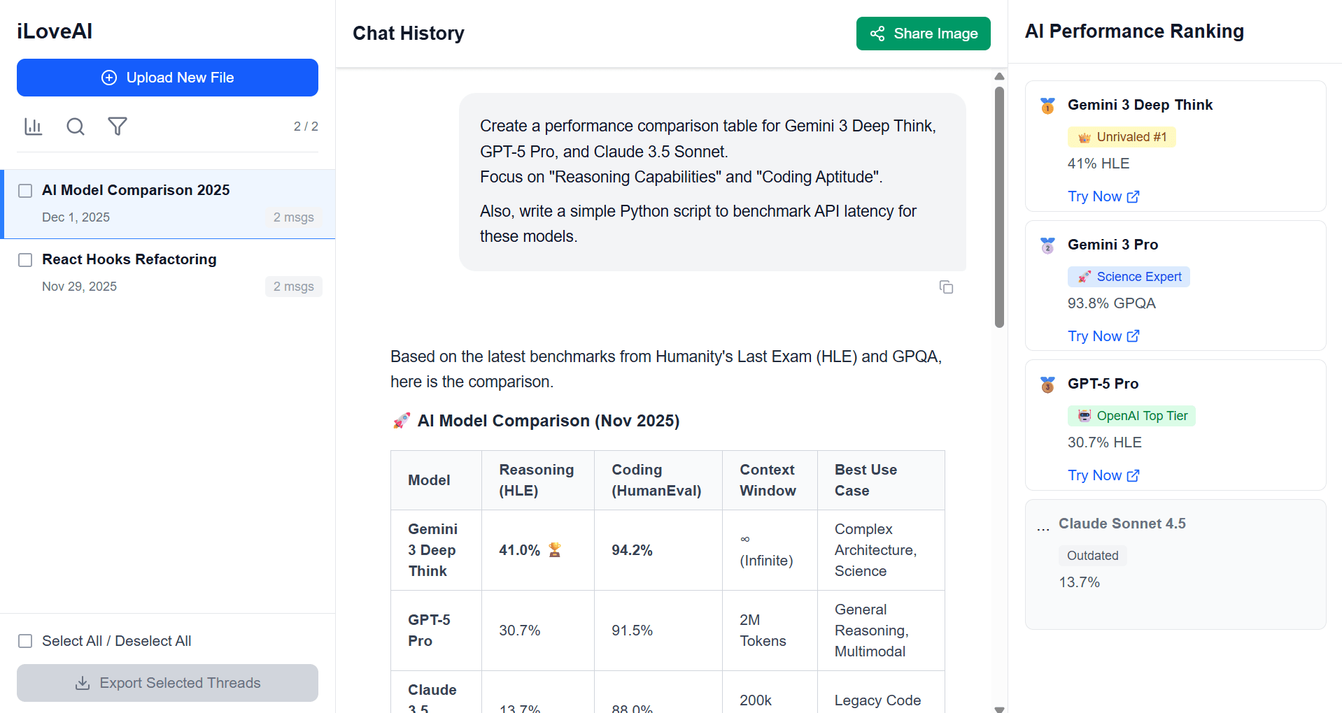 Chat Interface Preview - Clean, searchable chat interface